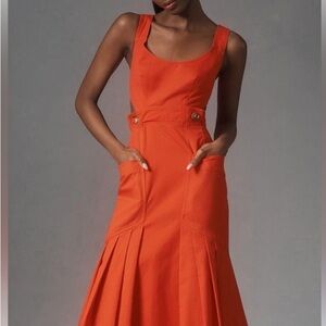 Hunter Bell Vibrant Orange Midi Dress